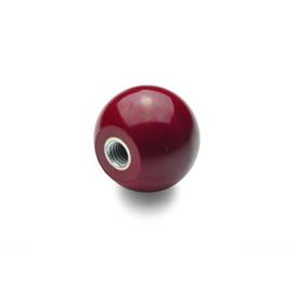 DIN 319 Impugnature fisse a sfera, plastica, colore rosso Materiale: KU - Plastica<br />Tipo: E - Con boccola maschiata<br />Colore: RT - rosso