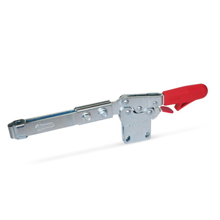 Schnellspanner GN 820.4: Stahl, Spannhebel horizontal, mit Verriegelung, mit senkrechtem Fuß, mit verlängertem Spannarm