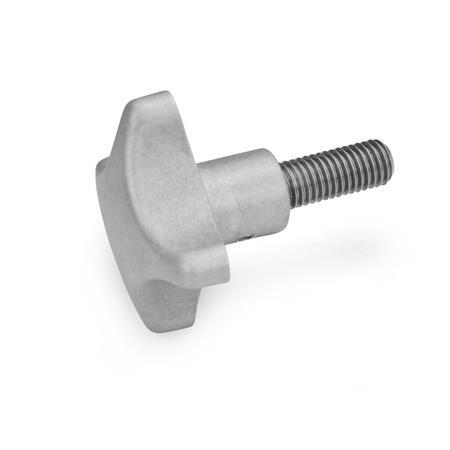 GN 6335.5 Volantini di serraggio a croce, alluminio con perno filettato in acciaio INOX Finitura: AM - finitura matt (burattata)