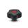 GN 5337.6 Sterngriffe, Kunststoff, Gewindebuchse Messing, Softline, Abdeckkappe farbig Farbe der Abdeckkappe: DRT - rot, RAL 3000, matt