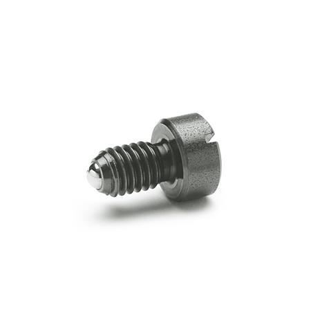 Federnde Druckstücke  GN 815: Stahl, mit Bund, mit Schlitz