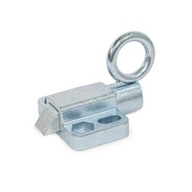 GN 724.6 Pistoncini di posizionamento a molla, acciaio/acciaio INOX, con perno smussato, con flangia per montaggio a filo Type: C1 - Smusso in alto<br />Materiale/Finitura: ZB - Zincato, passivato blu<br />Identification no.: 1 - Senza pezzo di riscontro