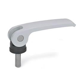 GN 927.4 Exzenterspanner mit Edelstahl-Schraube, Hebel Zink-Druckguss Form: B - Kunststoff-Auflagescheibe ohne Stellmutter<br />Farbe: S - silber, RAL 9006