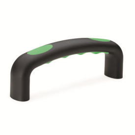 GN 725.3 Poignées étrier, plastique, insert avec empreintes de doigts, Softline Type: A - Montage par l'arrière (alésage borgne fileté)<br />Couleur de l'insert: GN - vert, RAL 6017, finition mat