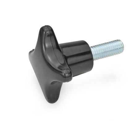 GN 6335.4 Kreuzgriffschrauben, Kunststoff, Schraube Stahl Werkstoff: SK - Duroplast (PF)