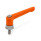 GN 300.7 Manettes indexables, zinc moulé sous pression, insert en inox, avec filetage mâle, à force de serrage accrue Couleur: OS - orange, RAL 2004, finition texturée