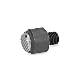 GN 709.1 Pendelelemente, mit Gewindezapfen, Stahl Form: R - Druckfläche geriffelt