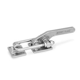 GN 852 Sauterelles à crochet en inox, de type robuste Matériau: NI - Inox<br />Type: T2 - avec trous de montage, étrier en U et cran d'arrêt
