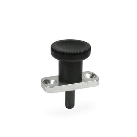 Rastbolzen GN 608: Raststift Stahl, Zink-Druckguss, mit Anschraubflansch, ohne Rastsperre