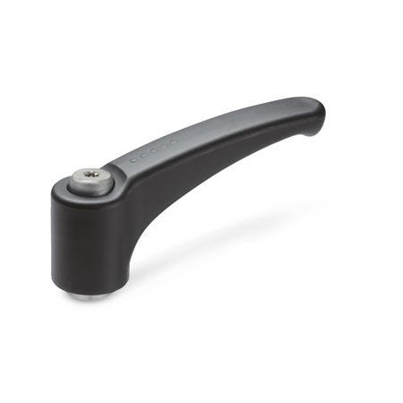 Manettes indexables GN 604.1: Plastique, insert en inox, avec insert fileté / trou alésé