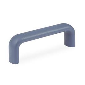 GN 725 Maniglie a ponte per armadi, rilevabili, plastica a norma FDA Materiale / Finitura: MDB - Rilevabile al metal detector, blu, RAL 5001, finitura matt