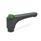 GN 600 Manettes indexables plates, plastique, douille en laiton, avec bouton de déverrouillage Couleur du bouton de déverrouillage: DGN - vert, RAL 6017, brillant
