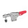 GN 820.4 Schnellspanner, Edelstahl, Spannhebel horizontal, mit Verriegelung, mit senkrechtem Fuß Werkstoff: NI - Edelstahl
Form: NLC - offener Spannarm, mit 2 Flankenscheiben und Andrückschraube GN 708.1