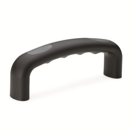 GN 725.3 Poignées étrier, plastique, insert avec empreintes de doigts, Softline Type: A - Montage par l'arrière (alésage borgne fileté)<br />Couleur de l'insert: GR - gris, RAL 7024, finition mat