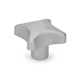 DIN 6335 Kreuzgriffe, Aluminium Form: E - mit Gewinde-Sackloch<br />Oberfläche: MT - matte Oberfläche (Gleitschliff)
