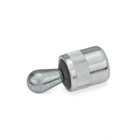 Poussoirs à pression latérale GN 715: Logement aluminium, poussoir à pression acier / plastique, de type poussoir