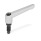 GN 306 Manettes indexables, zinc moulé sous pression, insert acier, avec goujons filetés, avec pointes spéciales Type: ZK - Pivot sphérique
Couleur: S - Argenté, RAL 9006, finition texturée