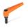 GN 101 Verstellbare Klemmhebel, Zink-Druckguss, Einsatz Stahl, mit Außengewinde Farbe: OS - orange, RAL 2004, strukturmatt