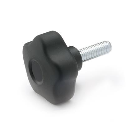 Sterngriffschrauben GN 5337.6: Kunststoff, Gewindezapfen Stahl, Softline