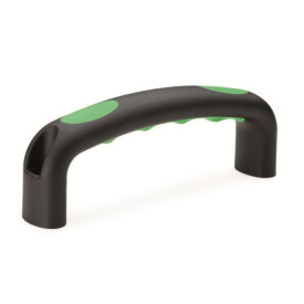 GN 725.3 Maniglie a ponte, plastica, inserto con incavi per le dita, Softline Tipo: B - Montaggio dal lato dell'operatore<br />Colore dell'inserto: GN - verde, RAL 6017, finitura matt