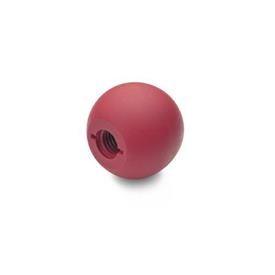 DIN 319 Impugnature fisse a sfera, plastica, colore rosso Materiale: KT - Plastica<br />Tipo: C - Con foro filettato (senza boccola)<br />Colore: RT - rosso