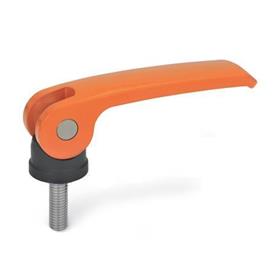 GN 927.4 Exzenterspanner mit Edelstahl-Schraube, Hebel Zink-Druckguss Form: B - Kunststoff-Auflagescheibe ohne Stellmutter<br />Farbe: O - orange, RAL 2004