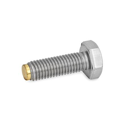 Viti a testa esagonale in acciaio INOX GN 933.5: con perno sferico in ottone/plastica