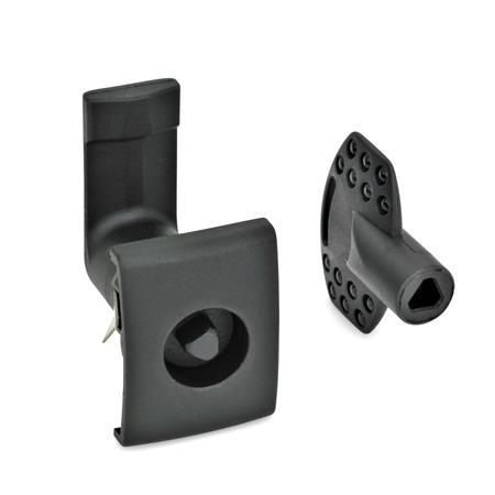 Chiusure GN 115.5: Plastica, per montaggio a scatto, funzionamento con chiave a tubo