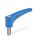 GN 604.1 Manettes indexables, plastique, détectable, conforme FDA, insert en inox, avec goujon fileté Matériau/Finition: VDB - visible à l’œil nu, bleu, RAL 5005, finition mat