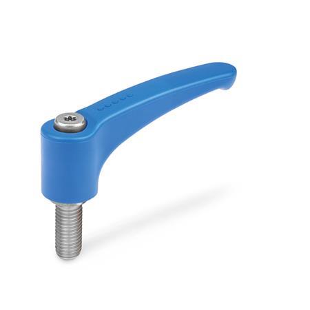 Manettes indexables GN 604.1: Plastique, détectable, conforme FDA, insert en inox, avec goujon fileté