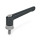 GN 300.7 Manettes indexables, zinc moulé sous pression, insert en inox, avec filetage mâle, à force de serrage accrue Couleur: SZ - noir, RAL 9005, finition brillante
