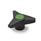 GN 533.6 Boutons à trois lobes, plastique, douille filetée laiton / inox, Softline Couleur du capuchon: DGN - vert, RAL 6017, finition mat