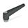 GN 101.1 Manettes indexables, zinc moulé sous pression, insert en Inox, avec filetage interne Couleur: SW - Noir, RAL 9005, finition texturée