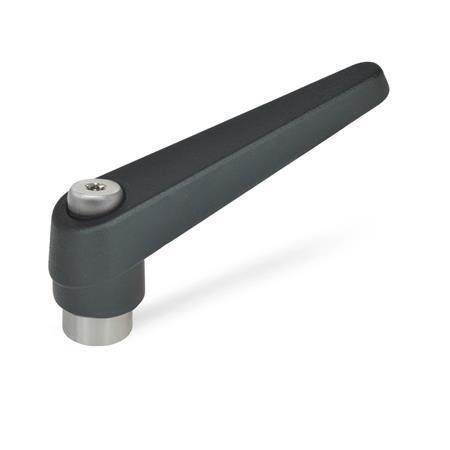 Manettes indexables GN 101.1: Zinc moulé sous pression, insert en Inox, avec filetage interne
