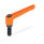 GN 306 Maniglie a ripresa, lega di zinco pressofusa, inserto acciaio, con perni filettati, con puntali speciali Tipo: KU - Puntale in plastica
Colore: O - arancione, RAL 2004, finitura testurizzata