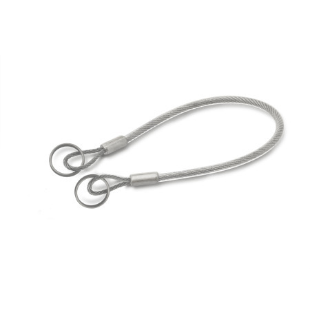 Cavetti di ritegno GN 111.8: Acciaio INOX, con anelli o con un anello e una piastrina