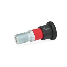GN 816.1 Verriegelungsbolzen, Raststift eingezogen Form: AR - mit Knopfbetätigung, Abdeckhülse rot, ohne Kontermutter
