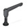 GN 306 Manettes indexables, zinc moulé sous pression, insert acier, avec goujons filetés, avec pointes spéciales Type: KD - Extrémité sphérique, avec patin POM
Couleur: B - Noir, RAL 9005, finition texturée