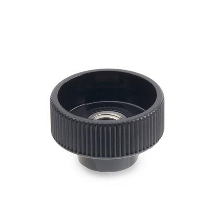 Écrous moletés GN 420: Plastique, douille filetée inox