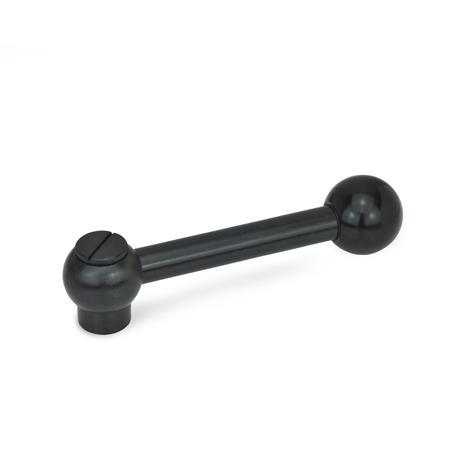 Manettes indexables GN 6337.3: Acier, avec filetage interne, pousser pour libérer