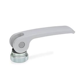 GN 927 Leviers à excentrique, levier en zinc moulé sous pression, plaque de contact en plastique, avec filetage interne Type: A - Plaque de contact en plastique avec écrou de réglage<br />Couleur: S - argenté, RAL 9006