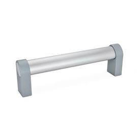 GN 335 Ovalrohrgriffe, mit geneigtem Griffprofil, Aluminium, Zink-Druckguss Form: A - Montage von der Rückseite (Gewinde-Sackloch)<br />Oberfläche: ES - eloxiert, naturfarben