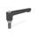 GN 302.1 Manettes indexables plates, zinc moulé sous pression, insert en inox, goujon fileté Couleur: SW - Noir, RAL 9005, finition texturée