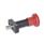 GN 817.1 Pistoncini di posizionamento, lega di zinco pressofusa, con flangia per montaggio a filo, con o senza posizione di arresto, a molla con manopola rossa Tipo: B - Senza posizione di arresto
Colore: RT - rosso, RAL 3000