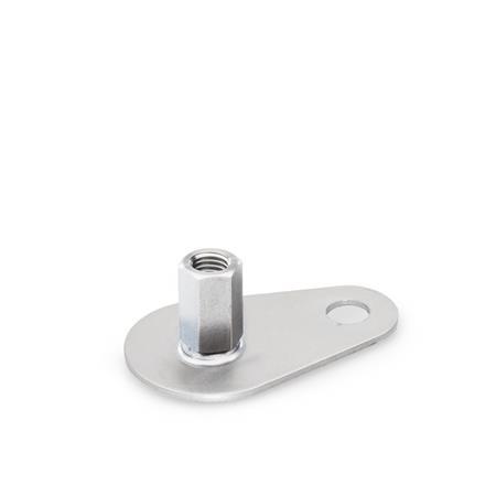 Pieds de machine en inox GN 43: Inox, avec patte de fixation en forme de goutte